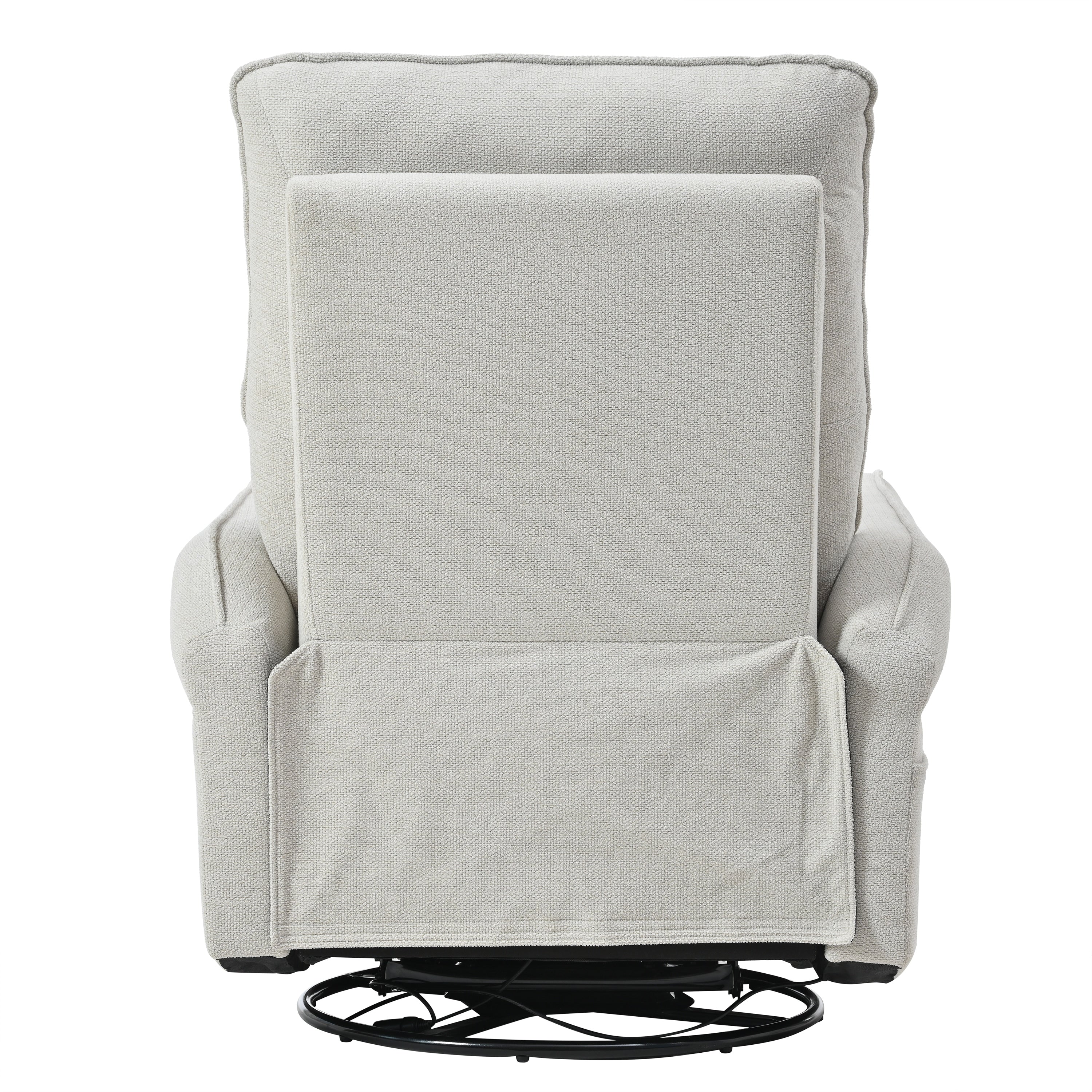 360° Swivel Rocking Recliner Chair, Manual Glider with Footrest, Modern Padded Lounge Chair for Small Spaces, Side Pockets