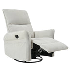 360° Swivel Rocking Recliner Chair, Manual Glider with Footrest, Modern Padded Lounge Chair for Small Spaces, Side Pockets