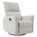 360° Swivel Rocking Recliner Chair, Manual Glider with Footrest, Modern Padded Lounge Chair for Small Spaces, Side Pockets