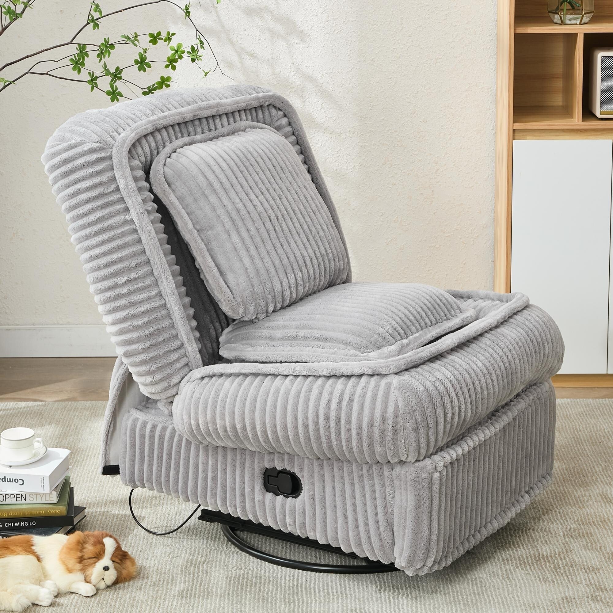 360° Swivel Rocking Single Sofa,Recliner Sofa, Manual Glider Rocking Armless Chair,Living Room Office