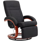 360Â° Swivel Wood Base Manual Recliner Chair Adjustable Recline Office Chair with Retractable Footrest and Padded Armrests