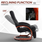 360Â° Swivel Wood Base Manual Recliner Chair Adjustable Recline Office Chair with Retractable Footrest and Padded Armrests