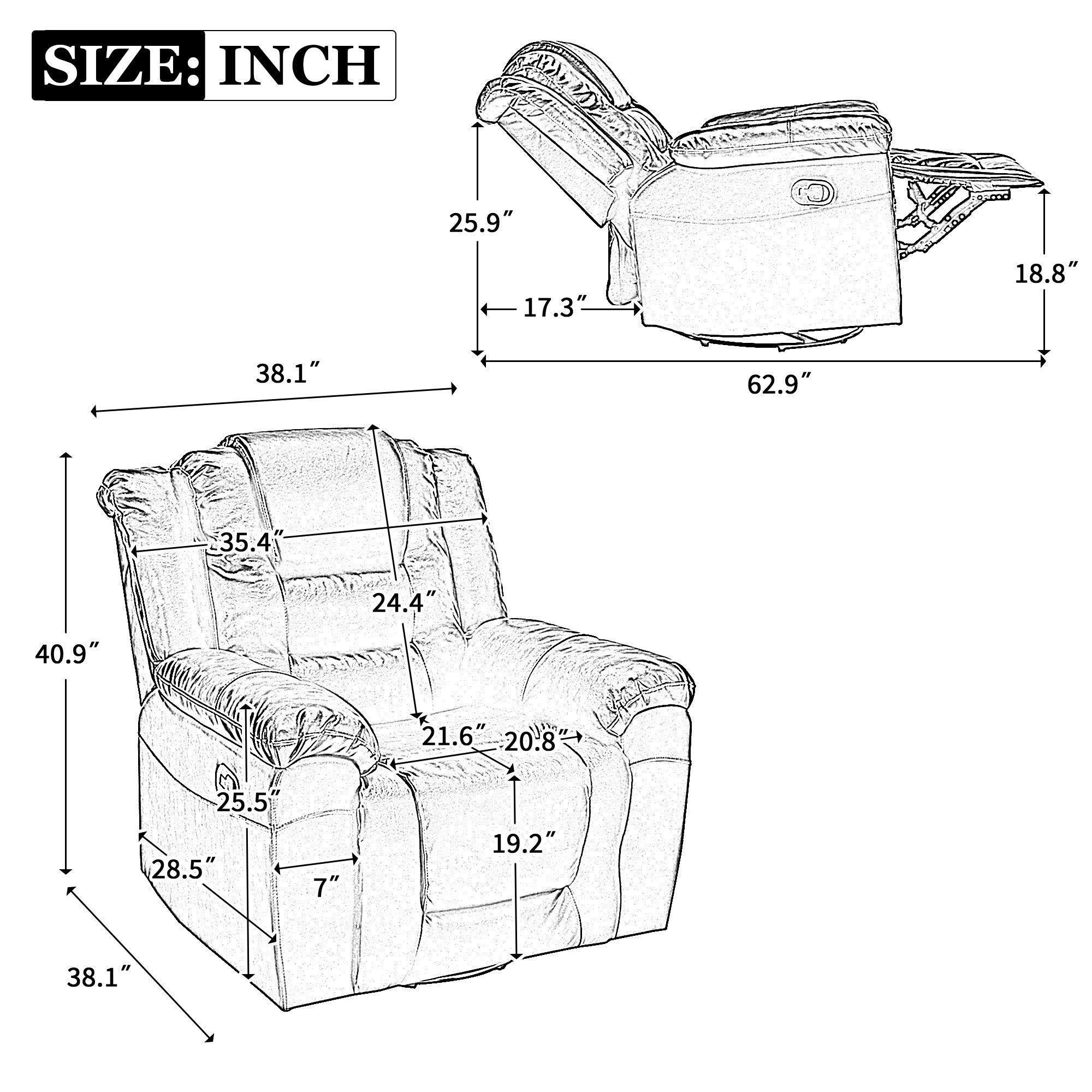 360°Swivel and Rocking Home Theater Recliner