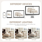 38 Chenille Single Sofa with Storage Ottoman, USB Charger, Side Storage Pockets, Pillow-like Armrests