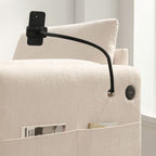 38 Chenille Single Sofa with Storage Ottoman, USB Charger, Side Storage Pockets, Pillow-like Armrests