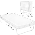 38'' Folding Bed with Mattress, Portable Foldable Bed with Storage Cover