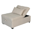39.8 Single Folding Ottoman Sofa Bed with Adjustable Back and Pillows for Living Room