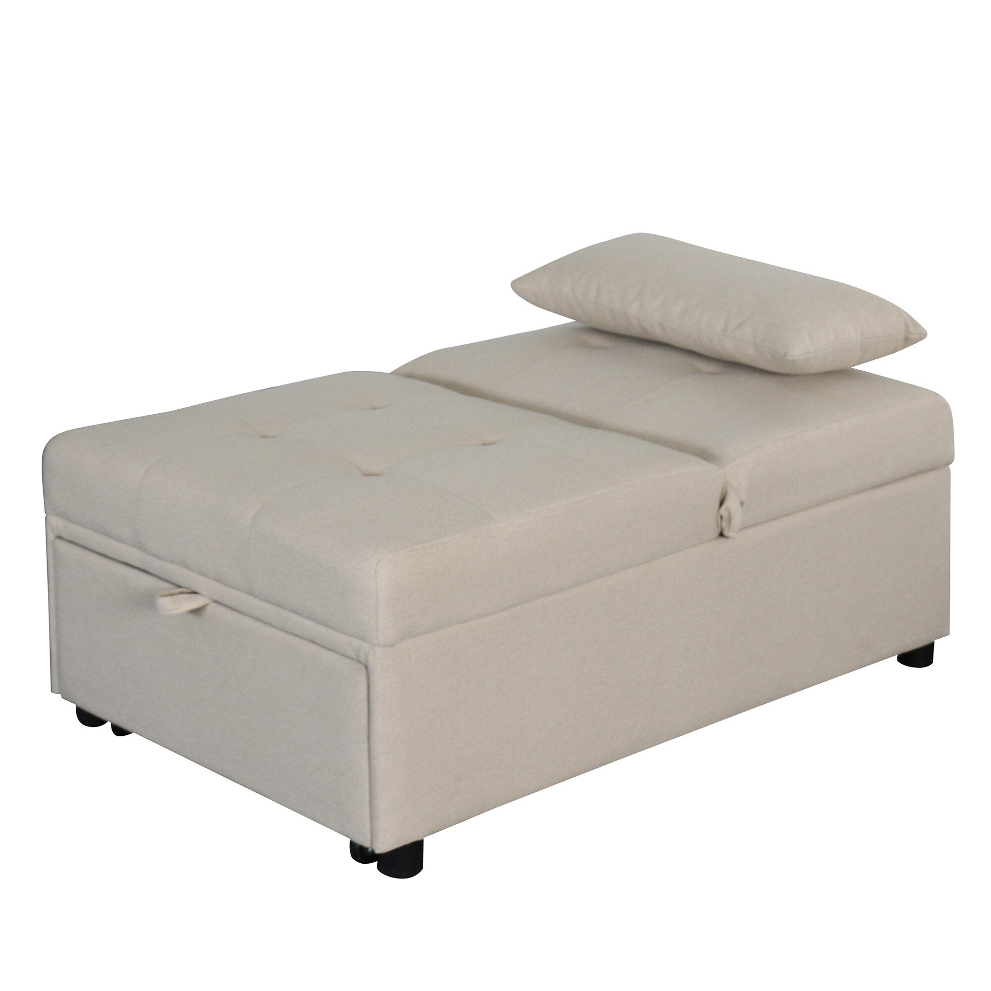 39.8 Single Folding Ottoman Sofa Bed with Adjustable Back and Pillows for Living Room