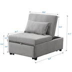 39.8 Single Folding Ottoman Sofa Bed with Adjustable Back and Pillows for Living Room