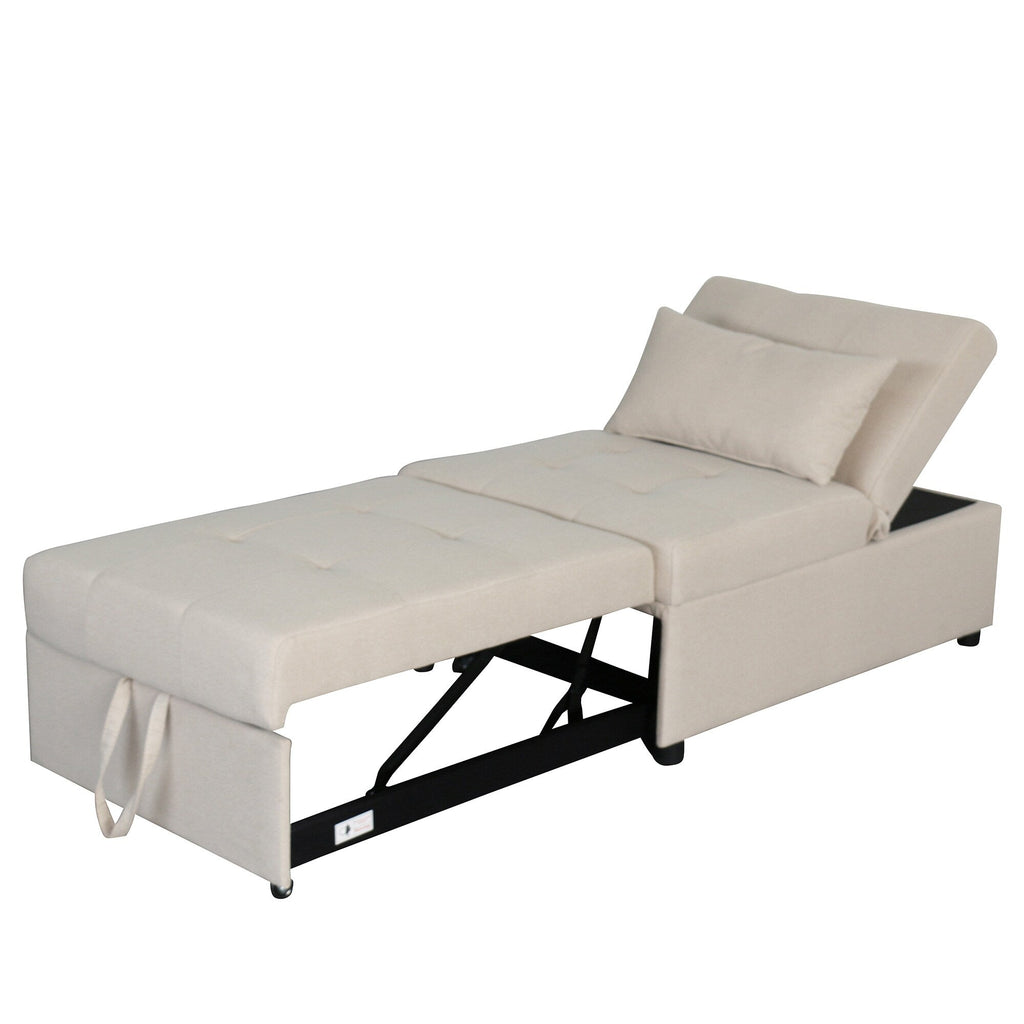 39.8 Single Folding Ottoman Sofa Bed with Adjustable Back and Pillows for Living Room