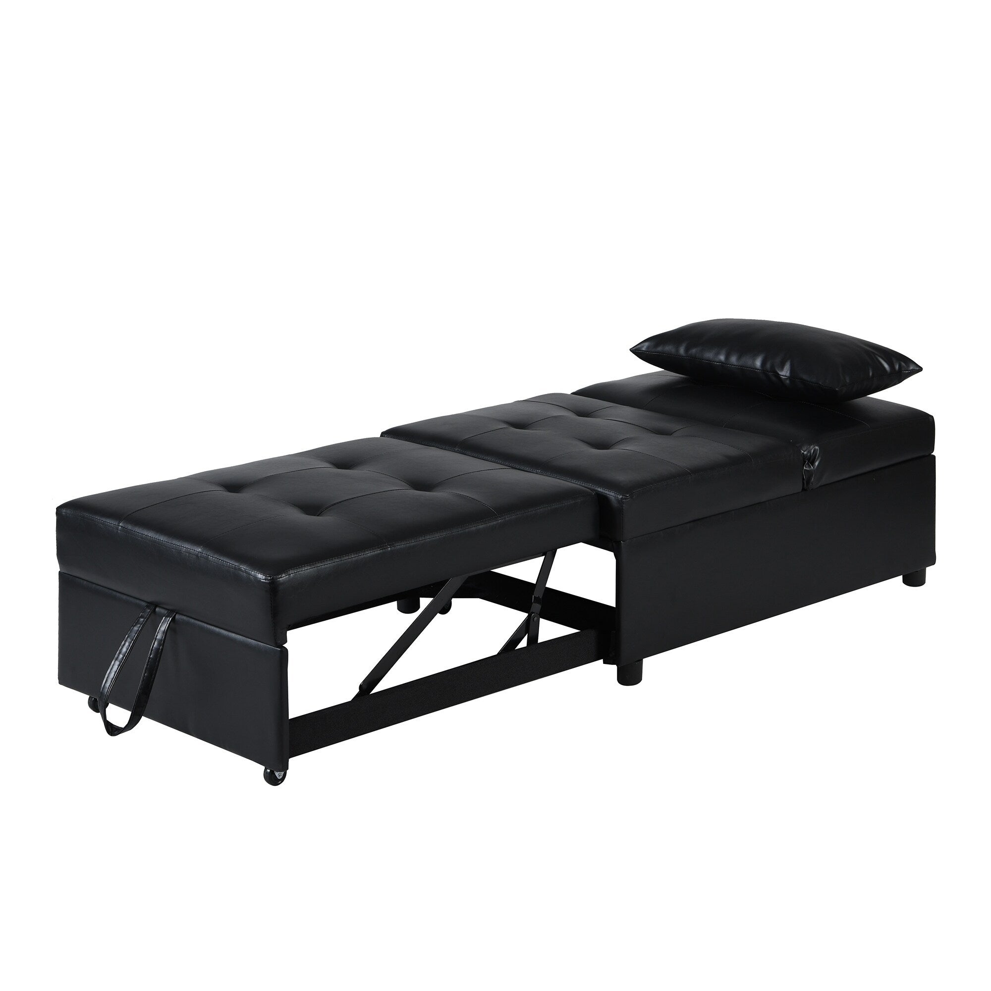 39.8 Single Folding Ottoman Sofa Bed with Adjustable Back and Pillows for Living Room