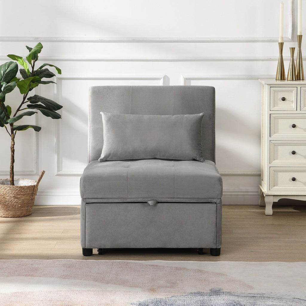 39.8 Single Folding Ottoman Sofa Bed with Adjustable Back and Pillows for Living Room