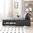 39 Faux Leather Single Multipurpose Ottoman Pull Out Sofa Bed with Adjustable Backrest and Pillow for Living Room