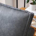 39 Faux Leather Single Multipurpose Ottoman Pull Out Sofa Bed with Adjustable Backrest and Pillow for Living Room