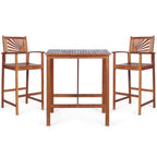 3PCS Bar Table Set Outdoor Acacia Wood Space Saving Dining Set