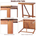 3PCS Bar Table Set Outdoor Acacia Wood Space Saving Dining Set