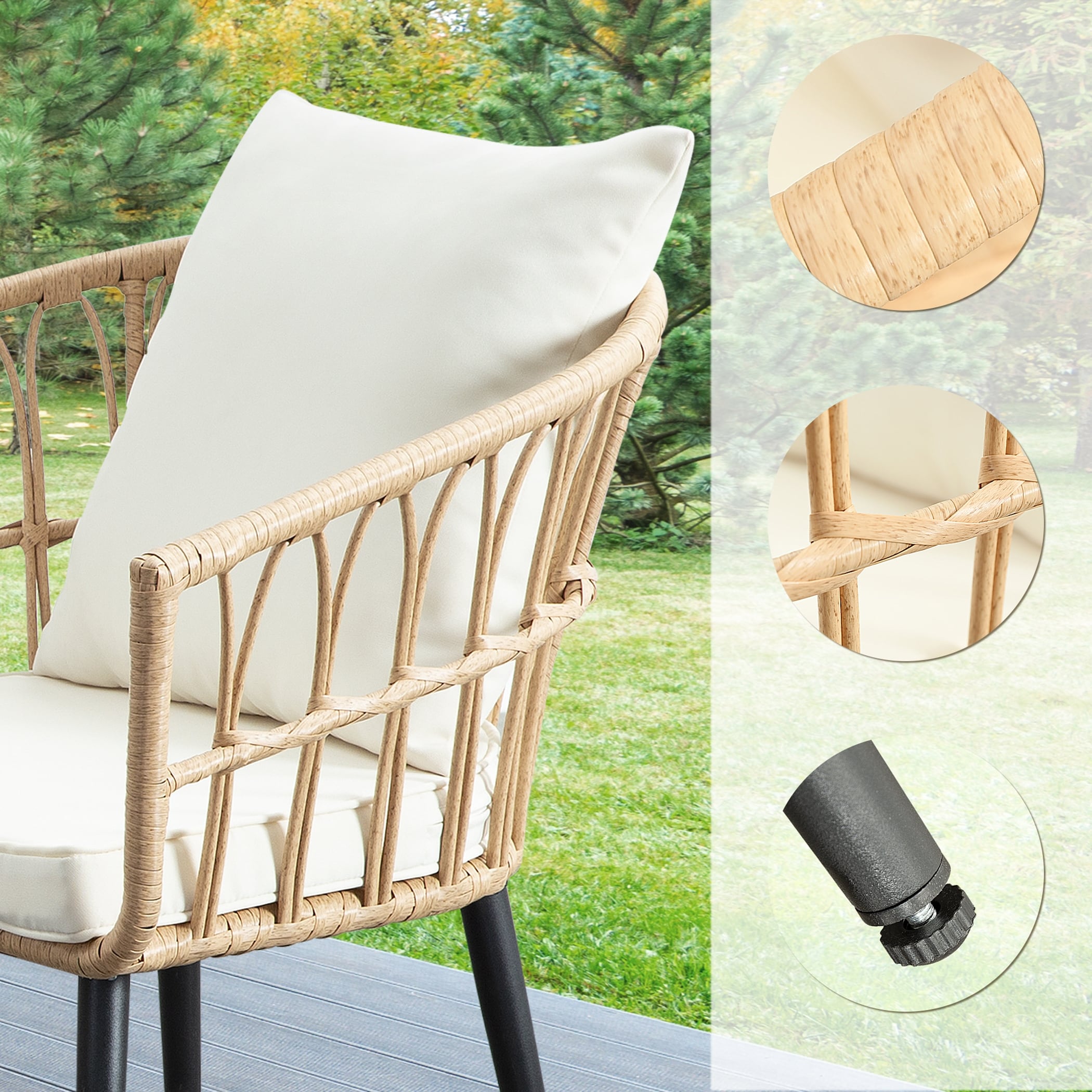 3PCS Rattan Wicker Patio Conversation?Set