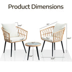 3PCS Rattan Wicker Patio Conversation?Set