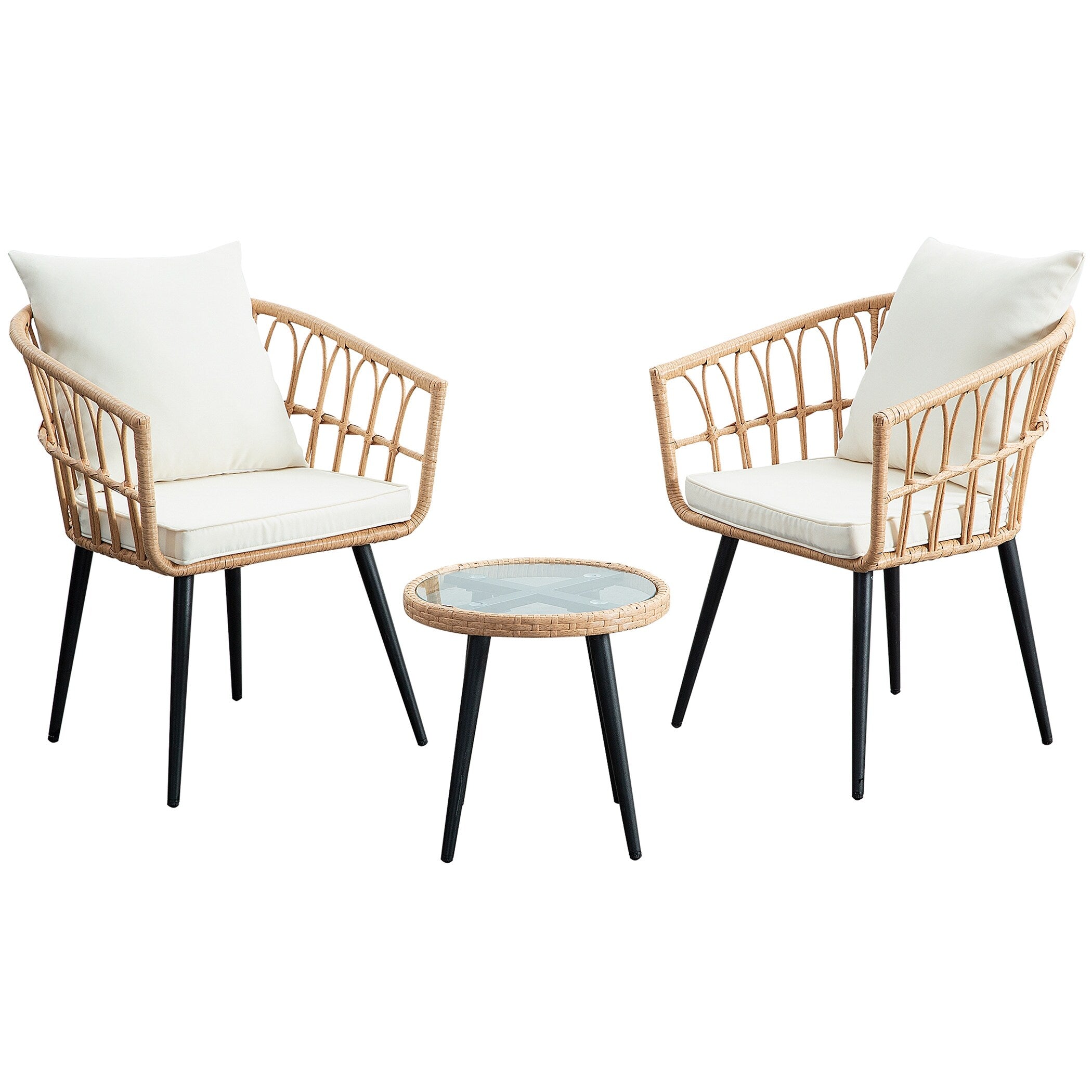 3PCS Rattan Wicker Patio Conversation?Set