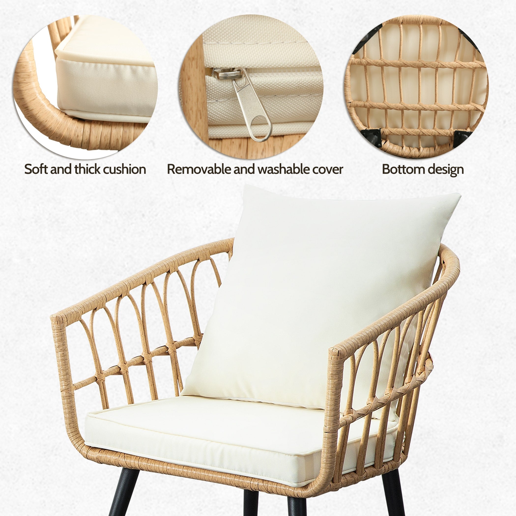 3PCS Rattan Wicker Patio Conversation?Set
