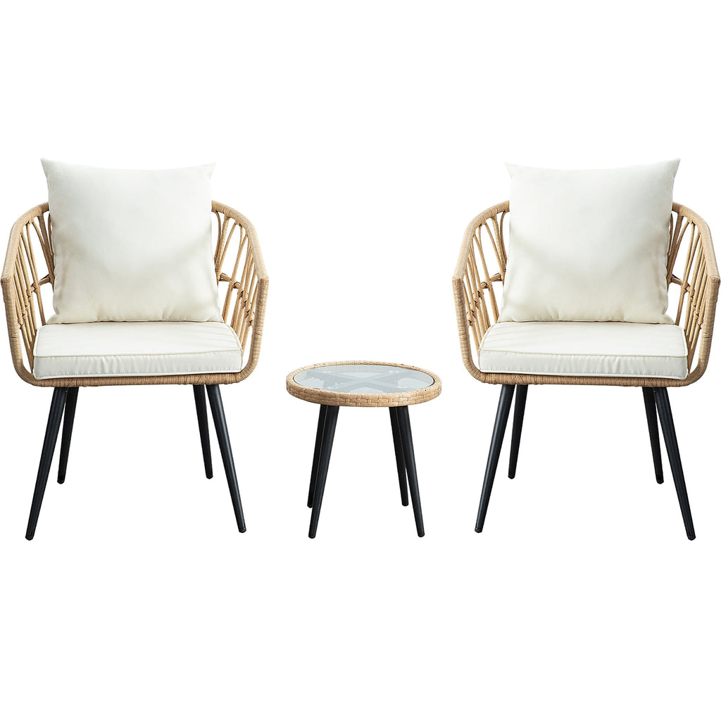 3PCS Rattan Wicker Patio Conversation?Set