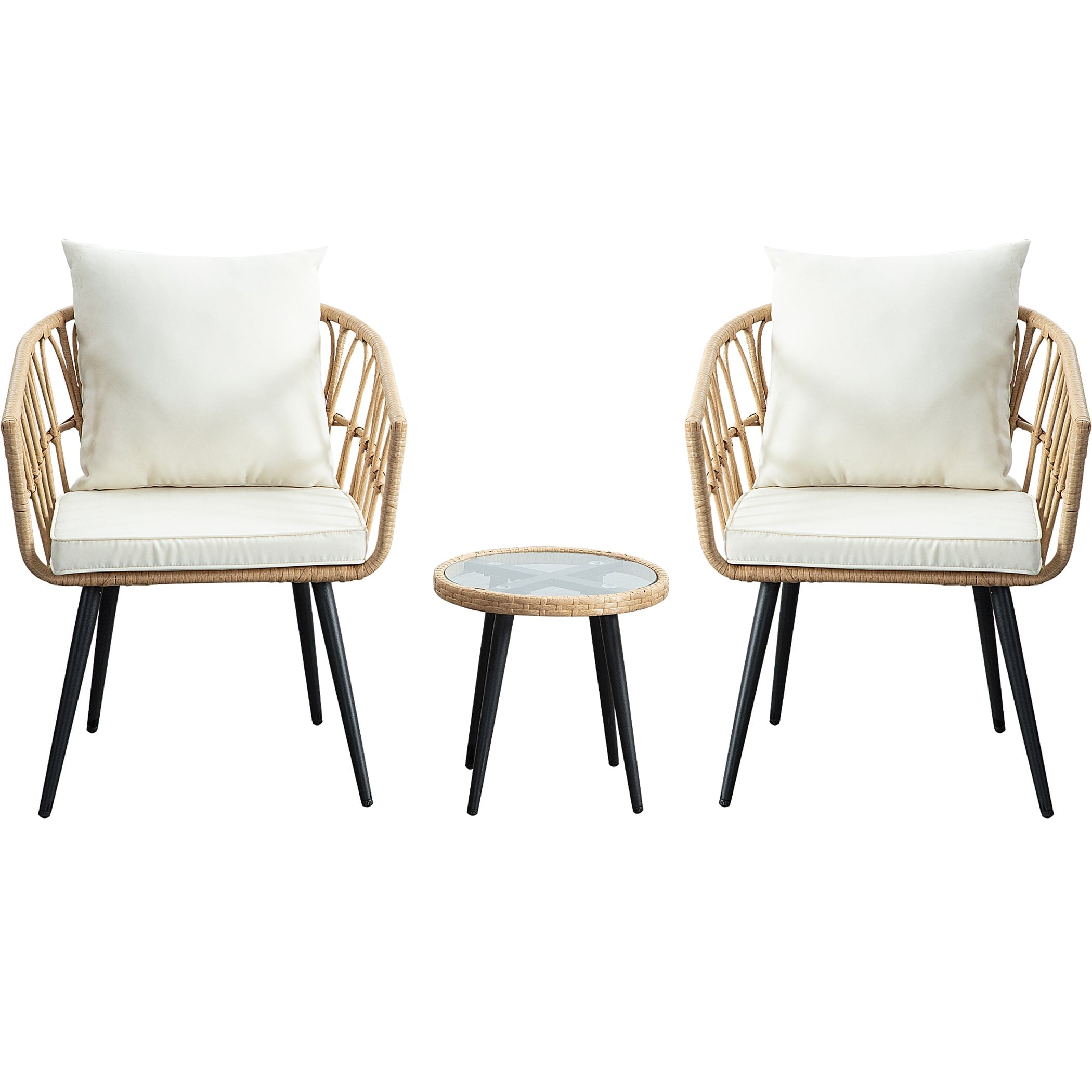 3PCS Rattan Wicker Patio Conversation?Set
