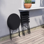 3pc Metal Folding Bistro Set, Weather-Resistant Outdoor/Indoor Conversation Set for Patio, Yard, Garden