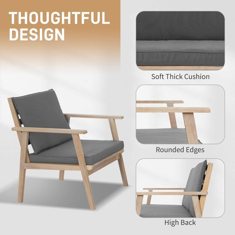 4 - Person Outdoor Seating Group Wood Conversation Set With Cushions