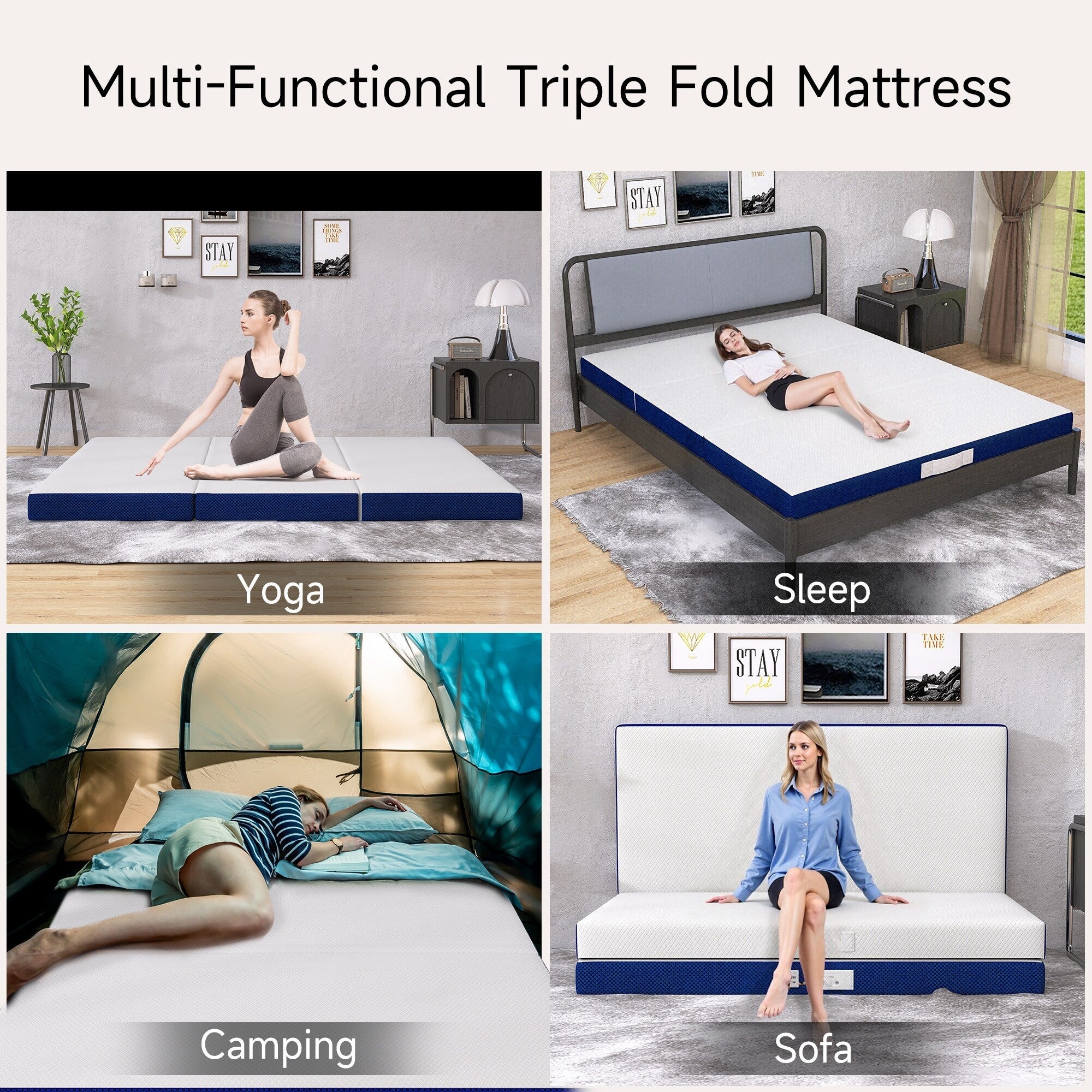 4 Inch Tri-fold Cooling Memory Foam Mattress