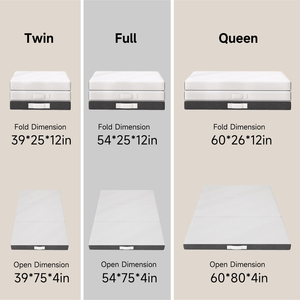 4 Inch Tri-fold Cooling Memory Foam Mattress