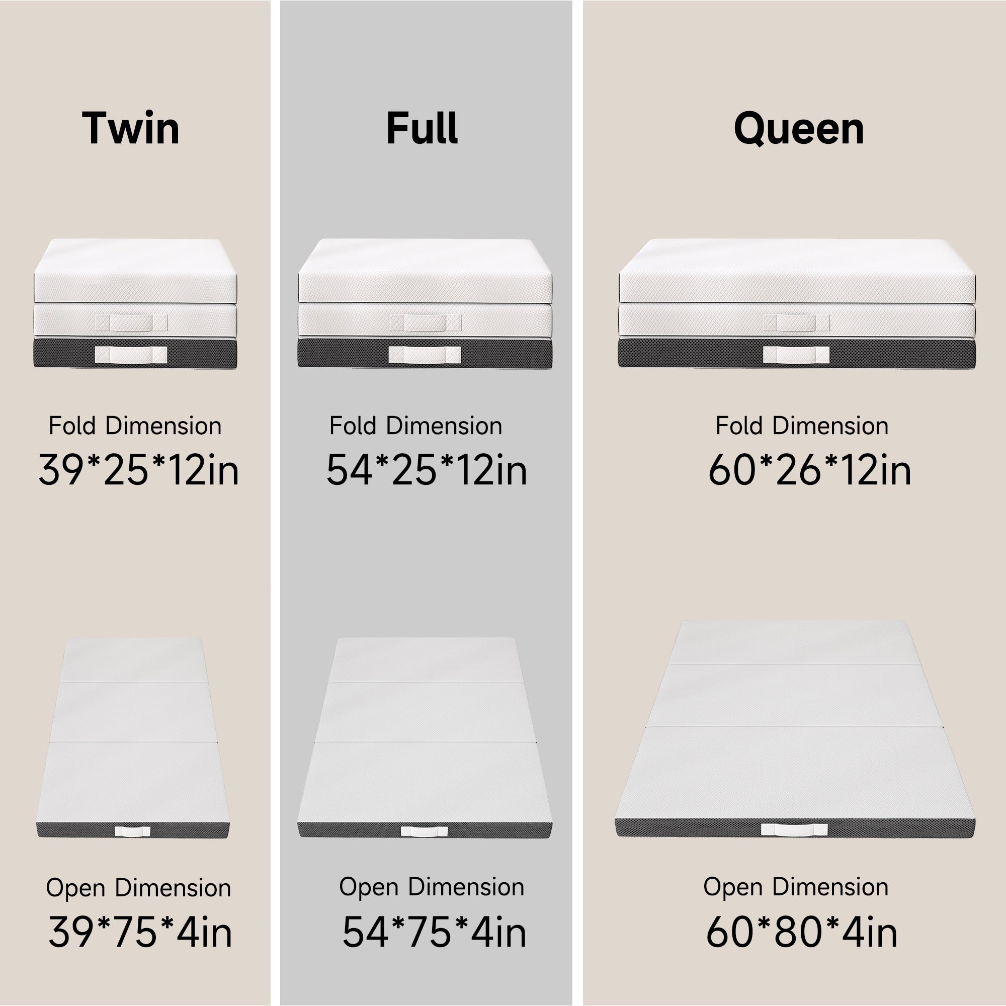 4 Inch Tri-fold Cooling Memory Foam Mattress