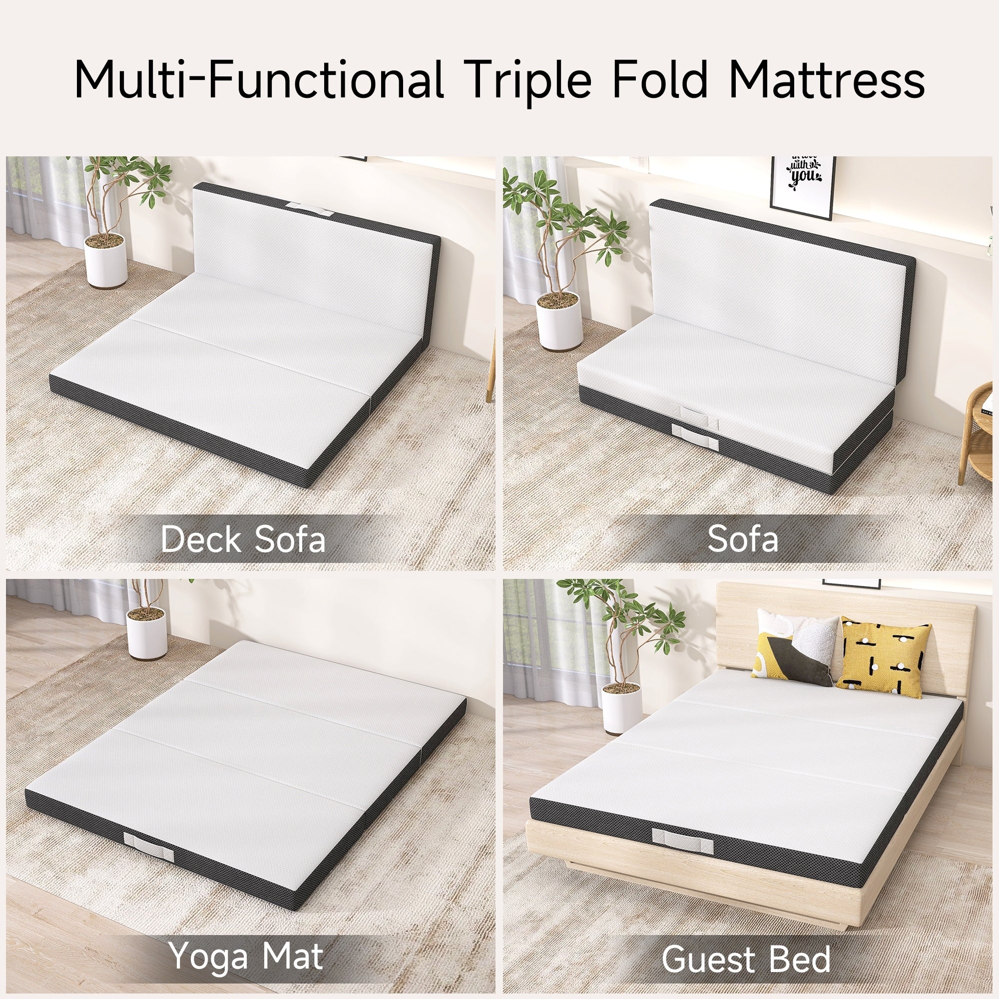 4 Inch Tri-fold Cooling Memory Foam Mattress