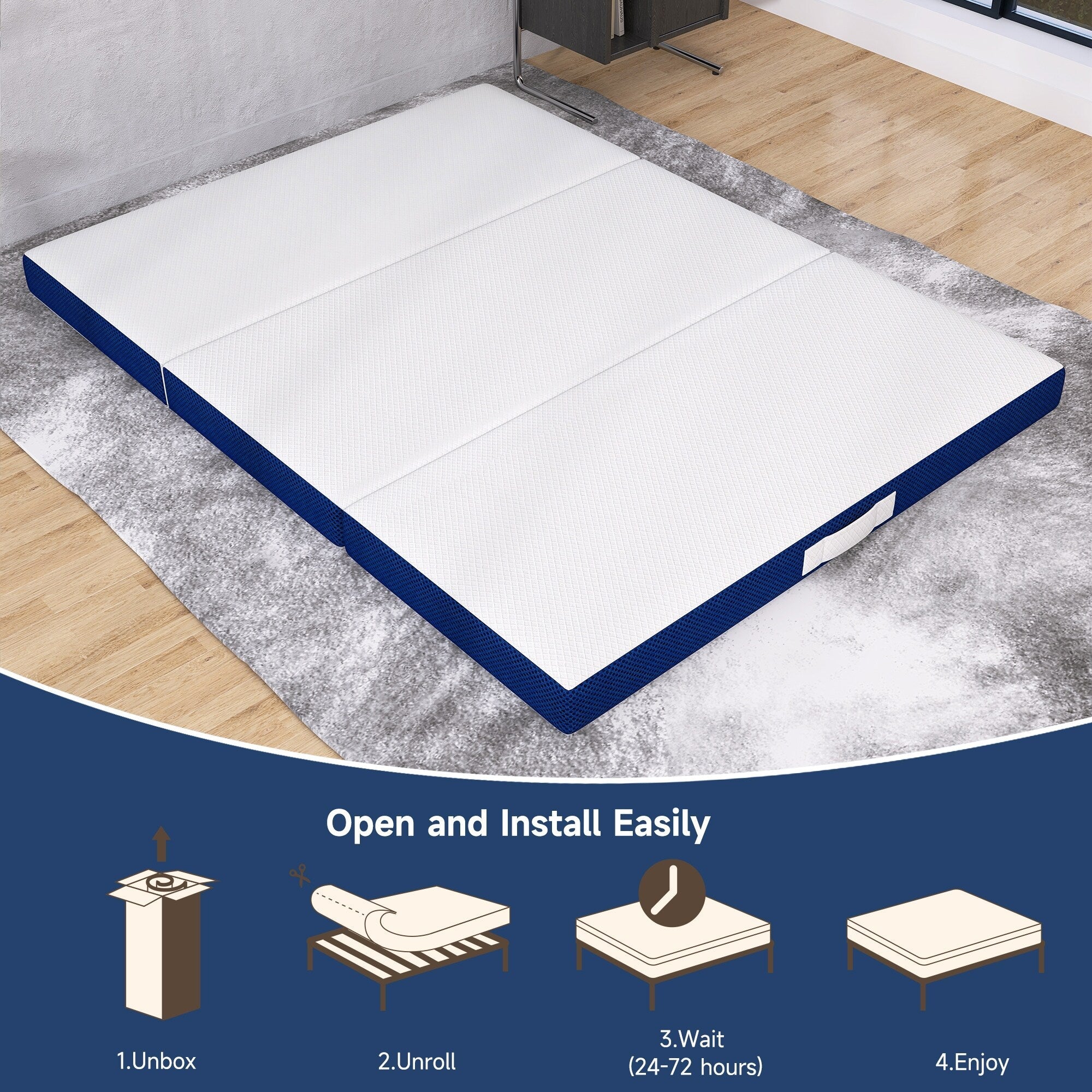 4 Inch Tri-fold Cooling Memory Foam Mattress