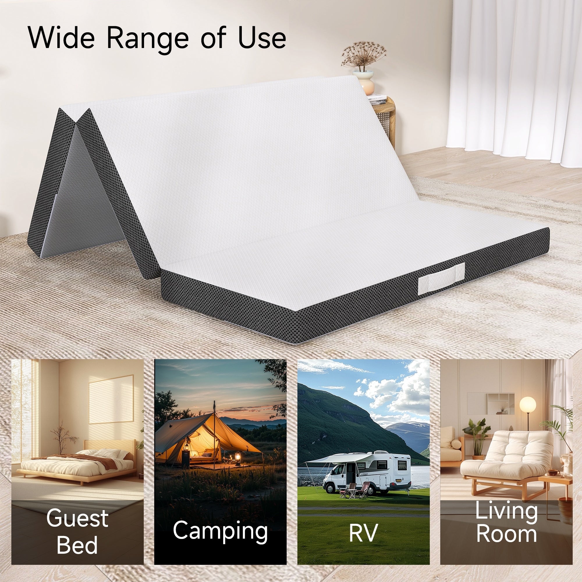 4 Inch Tri-fold Cooling Memory Foam Mattress