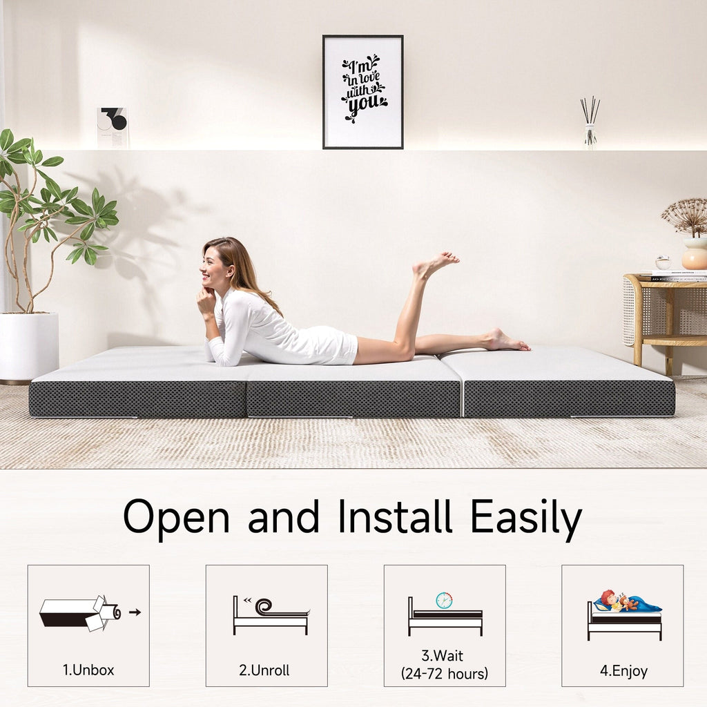 4 Inch Tri-fold Cooling Memory Foam Mattress