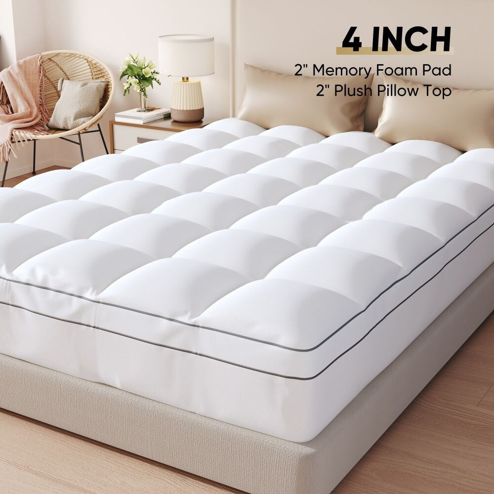 4 Inch White Memory Foam Mattress Covers