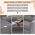4 PCS Patio Wicker Furniture Set Outdoor Conversation Set with Table