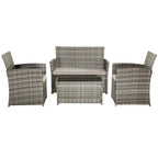 4 PCS Wicker Patio Conversation Set Rattan Seating Sofa Chair