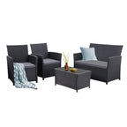 4 PCS Wicker Patio Conversation Set Rattan Seating Sofa Chair