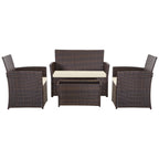 4 PCS Wicker Patio Conversation Set Rattan Seating Sofa Chair
