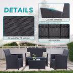 4 PCS Wicker Patio Conversation Set Rattan Seating Sofa Chair