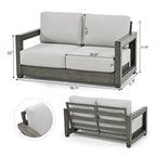 4-Person Aluminum Patio Conversation Set with Swivel Chairs, Hand-painted Frame and Cushions