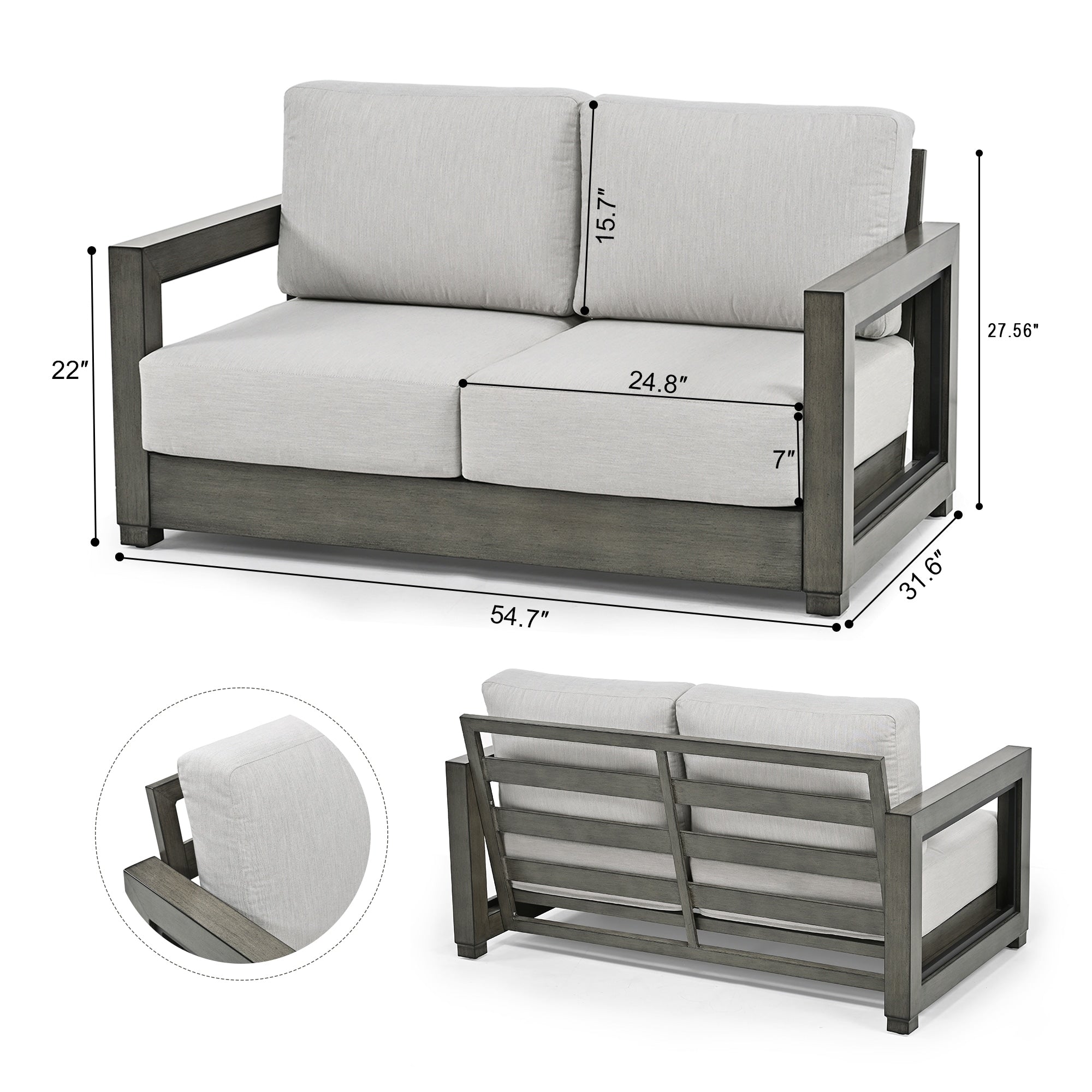 4-Person Aluminum Patio Conversation Set with Swivel Chairs, Hand-painted Frame and Cushions