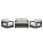 4-Person Aluminum Patio Conversation Set with Swivel Chairs, Hand-painted Frame and Cushions