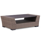 4-Piece Manhattan Rustic Wicker Sofa Set with Tempered Glass