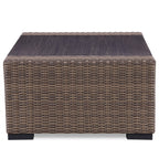 4-Piece Manhattan Rustic Wicker Sofa Set with Tempered Glass
