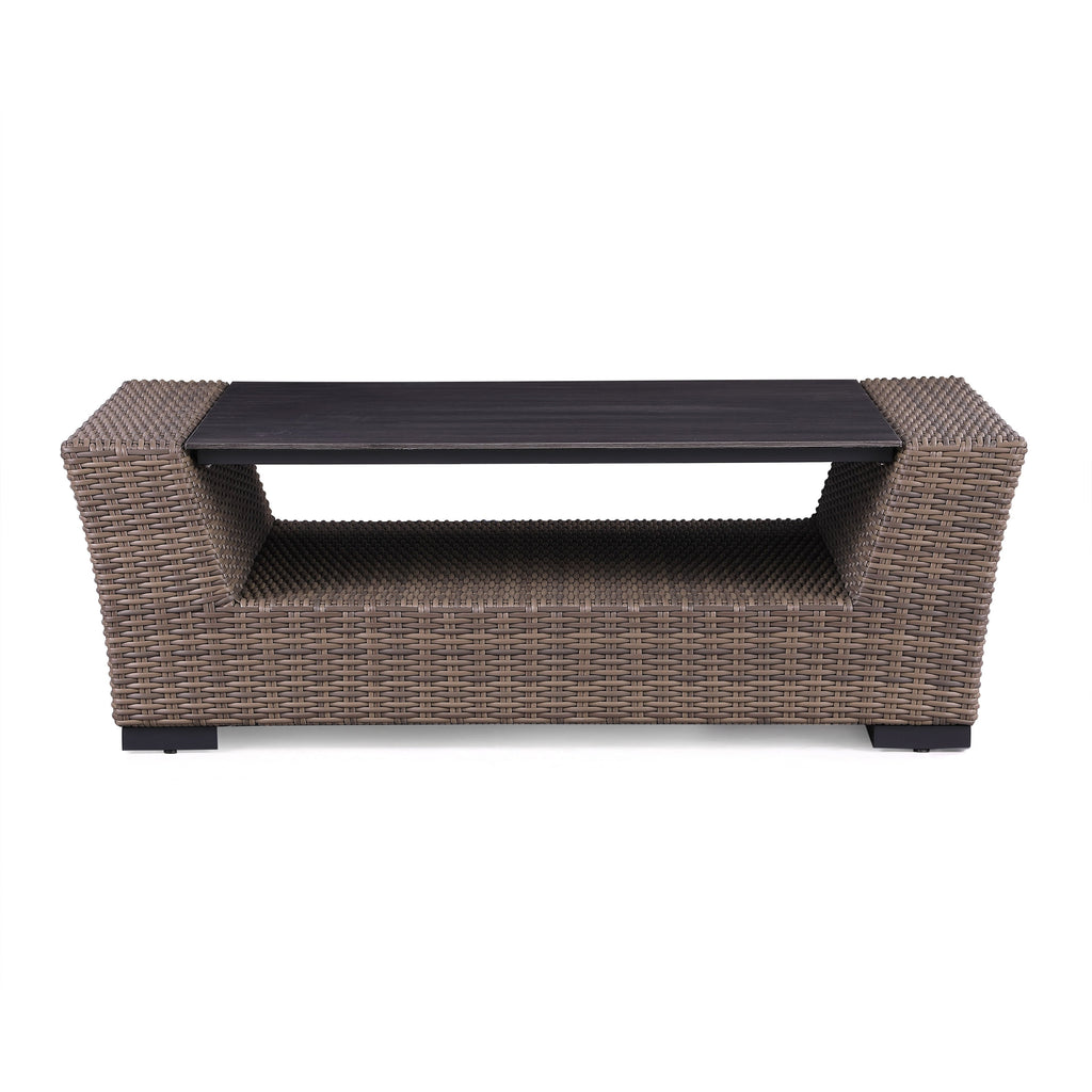 4-Piece Manhattan Rustic Wicker Sofa Set with Tempered Glass