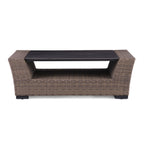 4-Piece Manhattan Rustic Wicker Sofa Set with Tempered Glass