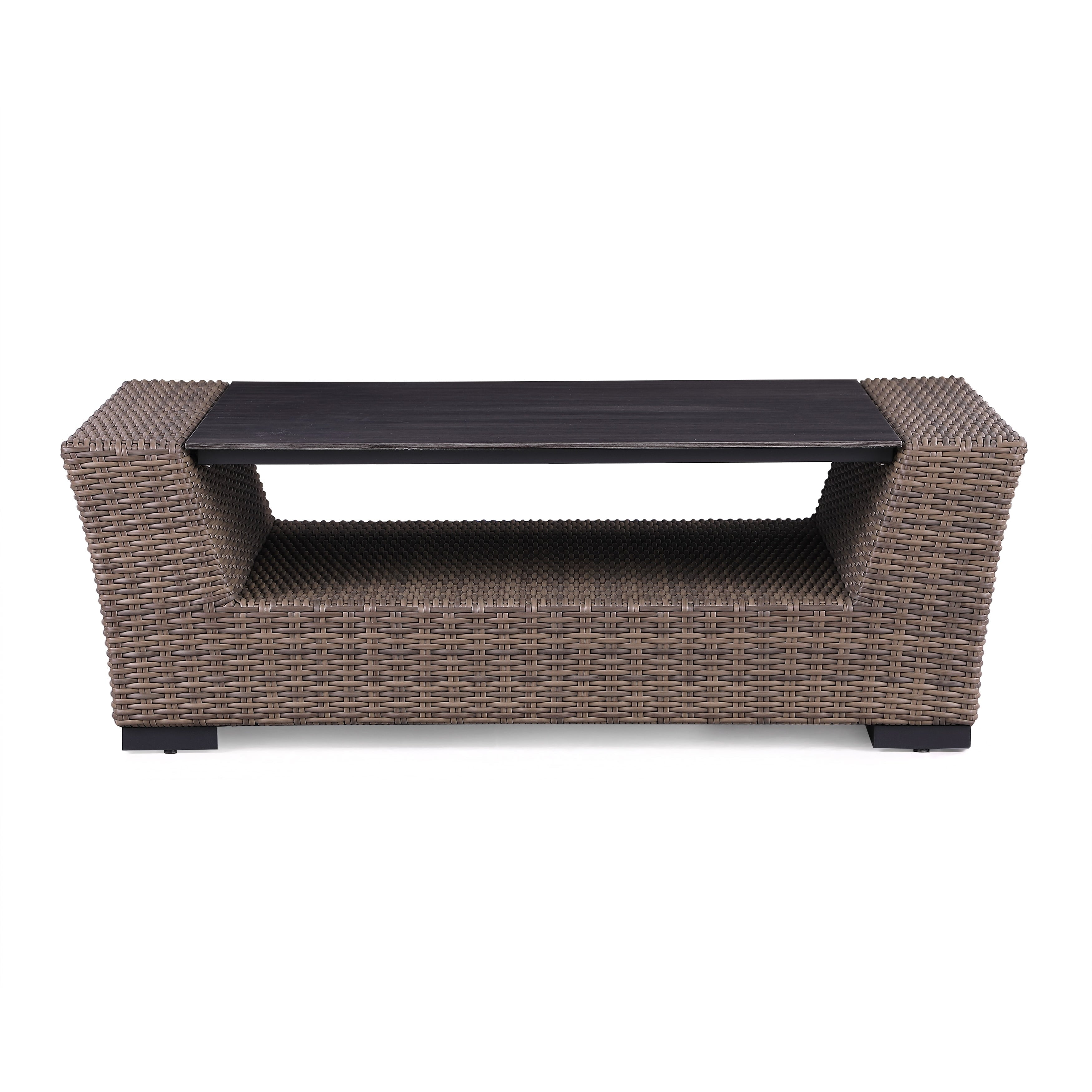 4-Piece Manhattan Rustic Wicker Sofa Set with Tempered Glass