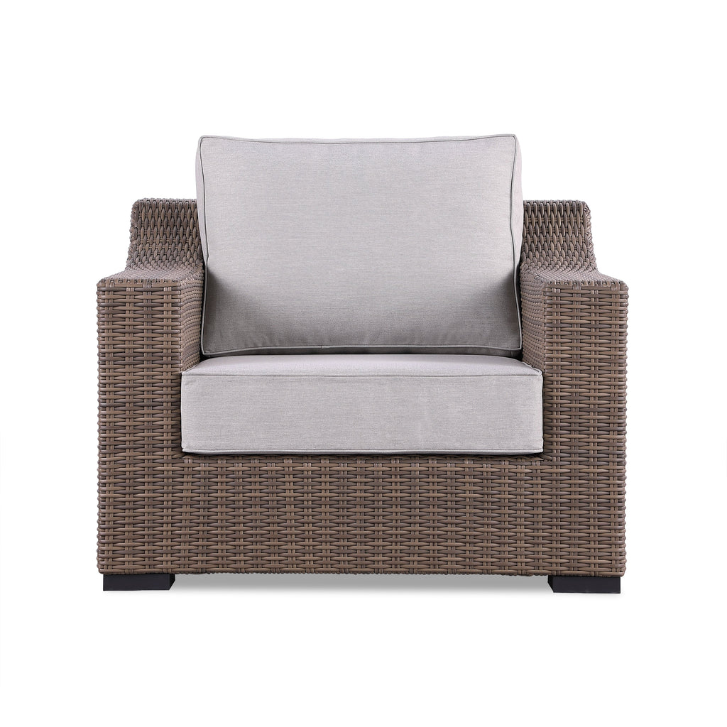 4-Piece Manhattan Rustic Wicker Sofa Set with Tempered Glass